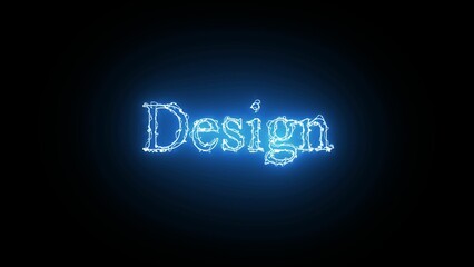 Abstract neon glowing blue color Design text icon on black background.