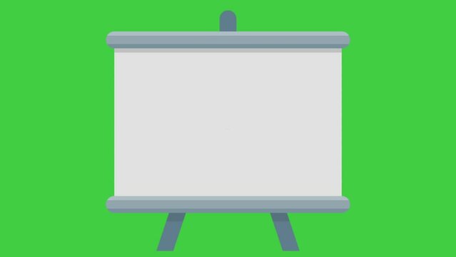 easel with blank canvas, finance and accounting green screen, progress in diagram 