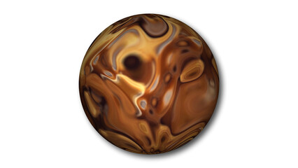 Abstract liquid sphere marble liquid isolate on white background.