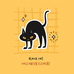 Halloween black cat illustration 