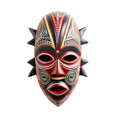 African Tribal Warrior Mask Isolated Transparent Background
