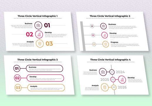 Three Steps Circle Vertical Infographic Design