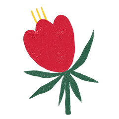Red flower drawing style png