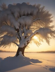 Snow and sunlight on the tree