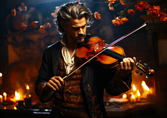 Fototapeta premium bard in a suit playing violin . generative ai