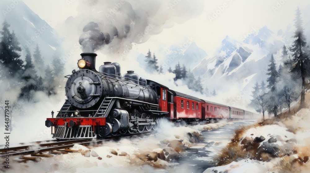 Wall mural old steam locomotive