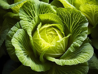 Obraz premium Top view of fresh green pak choi cabbage leaves. Vegetable background