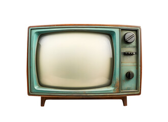 Isolated Dirty Vintage Television with Scuffs on transparent background, AI
