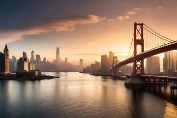 city bridge at sunset