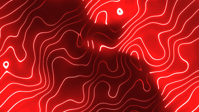 Red color glowing liquid line animation 4k. red spline line.