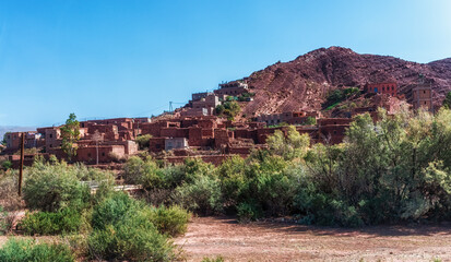 Fototapeta na wymiar A Berber village at the Atlas Mountains in southeastern of Morocco
