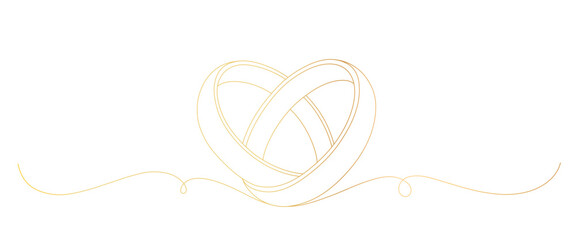 wedding ring golden line art style. vector invitation, velentine element	 - obrazy, fototapety, plakaty