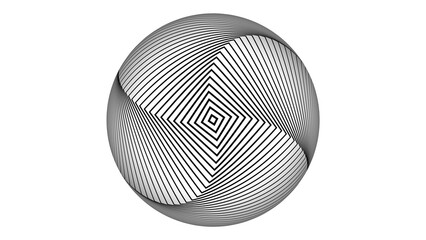 Geometric abstract line attached on a sphere. Geometric sphere globe isolate on white.