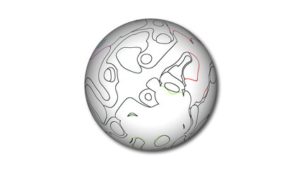 Geometric abstract line attached on a sphere. Geometric sphere globe isolate on white.