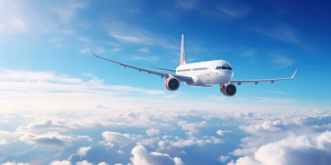 Naklejka na ściany i meble Passenger plane cruising through the sky