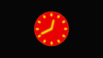 red color neon abstract digital technology stopwatch clock on black color illustration background.