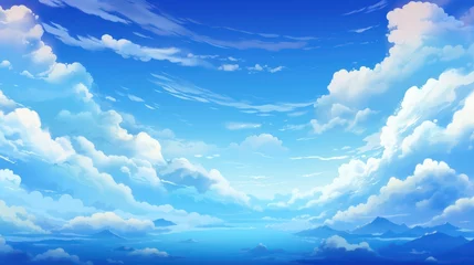 Foto op Plexiglas A playful blue sky rendered in the whimsical anime manner © sitifatimah