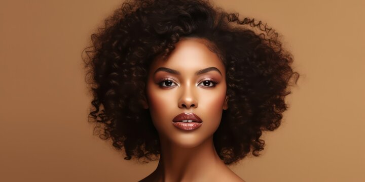 Black woman confidently showcases her allure with elegant poise, beauty concept