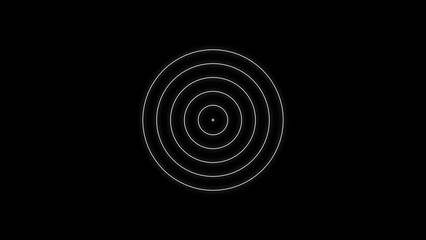 Digital technology radio wave seamless circle line on black background. - obrazy, fototapety, plakaty