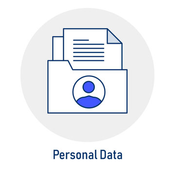 Personal Data GDPR Icon: Privacy Protection. Privacy Protection Symbol, GDPR Personal Information, Data Security. Vector Editable Stroke Icon.