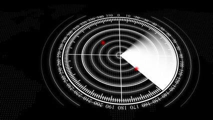 White radar screen scanning information digital technology used of armies illustration background.