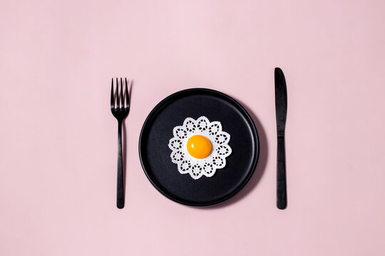 art print. breakfast fried eggs in plate. cover. cooking. minimalism