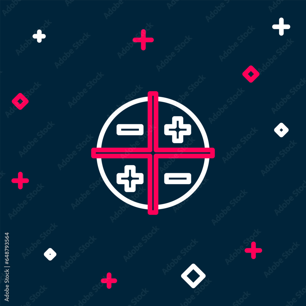 Poster line xyz coordinate system icon isolated on blue background. xyz axis for graph statistics display. 