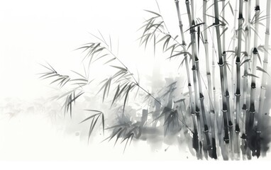 Naklejka premium bamboo garden Chinese painting illustration