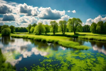 Fototapeta premium Amidst the breathtaking landscape of the Polish countryside, a picturesque scene unfolds