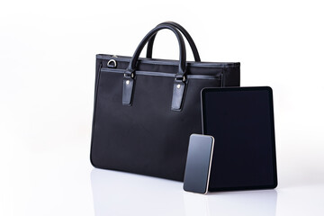 ビジネスバッグとタブレット端末。ビジネスイメージ