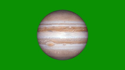 Jupiter planet on green color abstract illustration background.