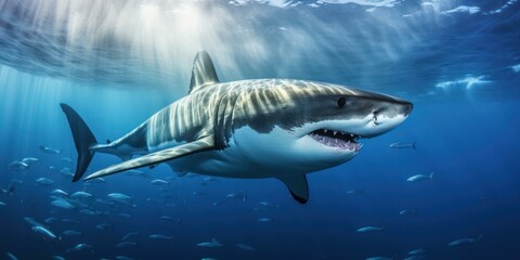 Spectacular Great White Shark in Azure Seas