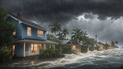 "Nature Unleashed: Torrential Storm's Deluge Engulfing Homes"