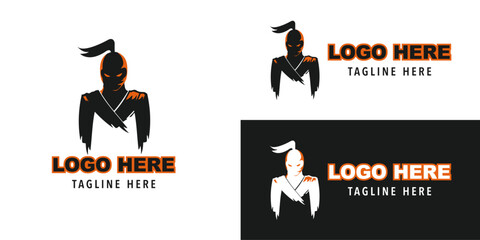 M silhouette Mascot Ninja Logo