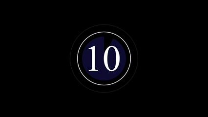 Alphabet number on circle wave and black background . number 10