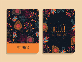 Beautiful autumn notebook cover. Fall leaves design. For notebooks, planners, brochures, books, catalogs etc. 