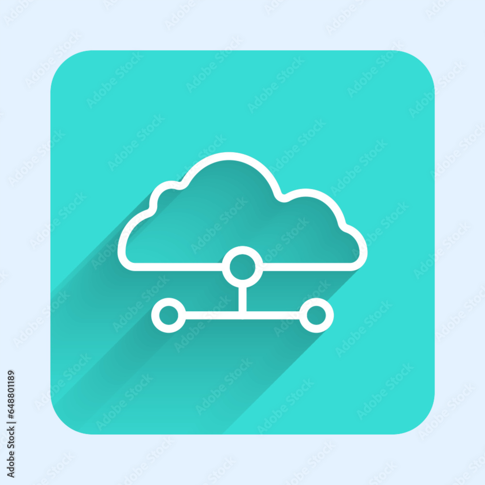 Poster white line network cloud connection icon isolated with long shadow background. social technology. cl