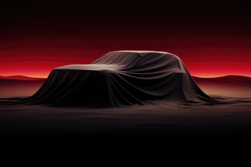 Silhouette of Electric Car Under the Black Cloth