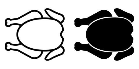 ofvs466 OutlineFilledVectorSign ofvs - roast chicken vector icon . top view . isolated transparent . black outline and filled version . AI 10 / EPS 10 / PNG . g11809