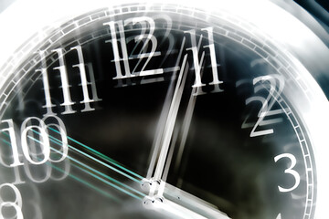 Clock face double exposure abstract design in negative