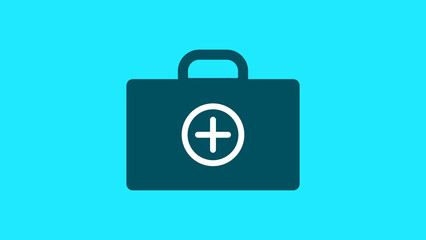 Healthcare first aid box on cyan color illustration background.