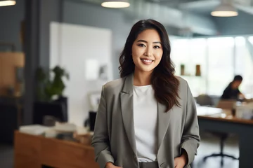 Foto op Plexiglas Attractive asian businesswoman CEO confident and staning front of modern office © Pemika