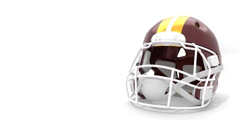 Fototapeta na wymiar American football helmet with Washington Commanders team colors. Template for presentation or infographics. 3D render