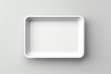 Blank empty plastic or paper tray mockup on grey background - obrazy, fototapety, plakaty