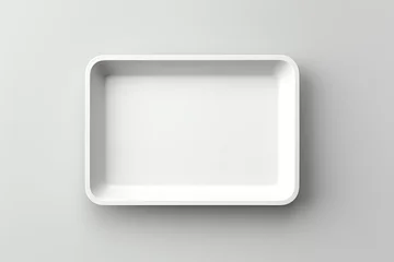 Foto op Plexiglas Blank empty plastic or paper tray mockup on grey background © Nuchylee