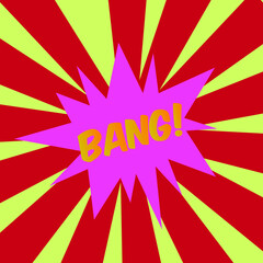 BANG! comic bubble text Pop art style Radial lines background Explosion illustration