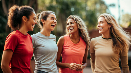 Group of happy young women. Generative AI