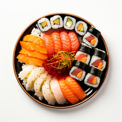 Sushi Set - Different Types of Maki Sushi and Nigiri Sushi. AI Generative