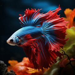Fototapeta premium Betta Fish in its Natural Habitat, Wildlife Photography, Generative AI