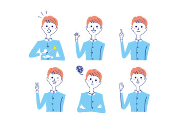 ショートカット女性のバストアップポーズセット-1